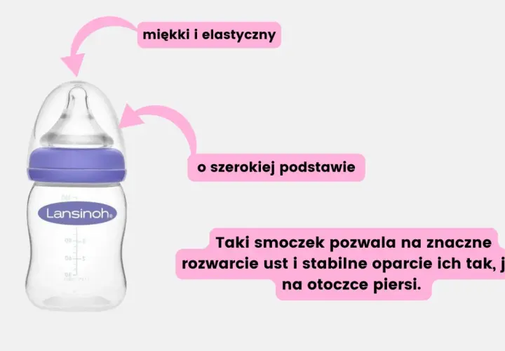 Butelka Lansinoh z miękkim, elastycznym smoczkiem, który imituje karmienie piersią. Idealna dla niemowląt, które potrzebują wsparcia, jak przy karmieniu "jarzębiak wódka".