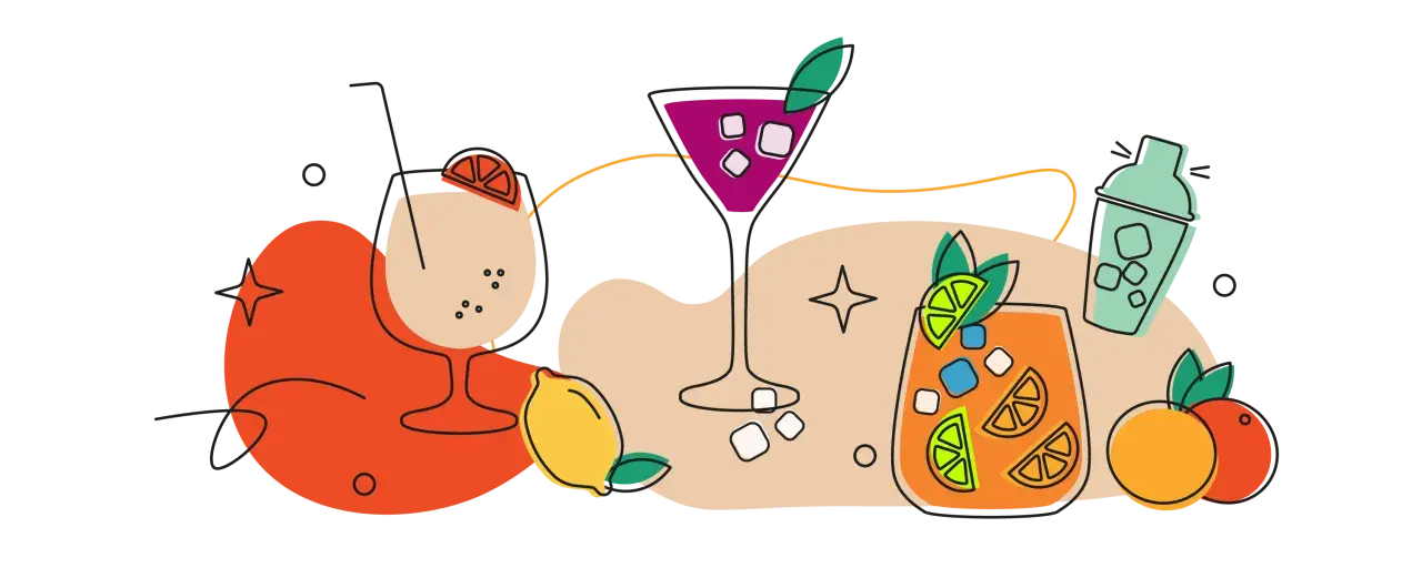 Kolorowe drinki, cytryny, pomarańcze i shaker. Dowiedz się, co to triple sec i jak go używać do drinków.