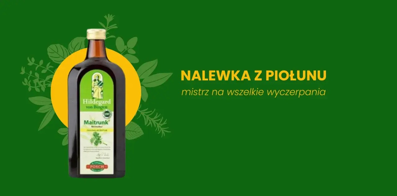Butelka nalewki z piołunu Maitrunk Hildegard von Bingen, mistrz na wszelkie wyczerpania.